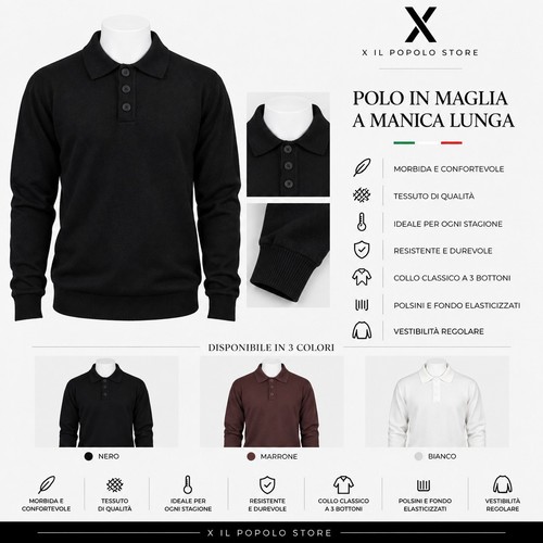 Polo uomo cotone - manica, lunga