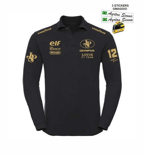Polo nera manica - lunga, ayrton